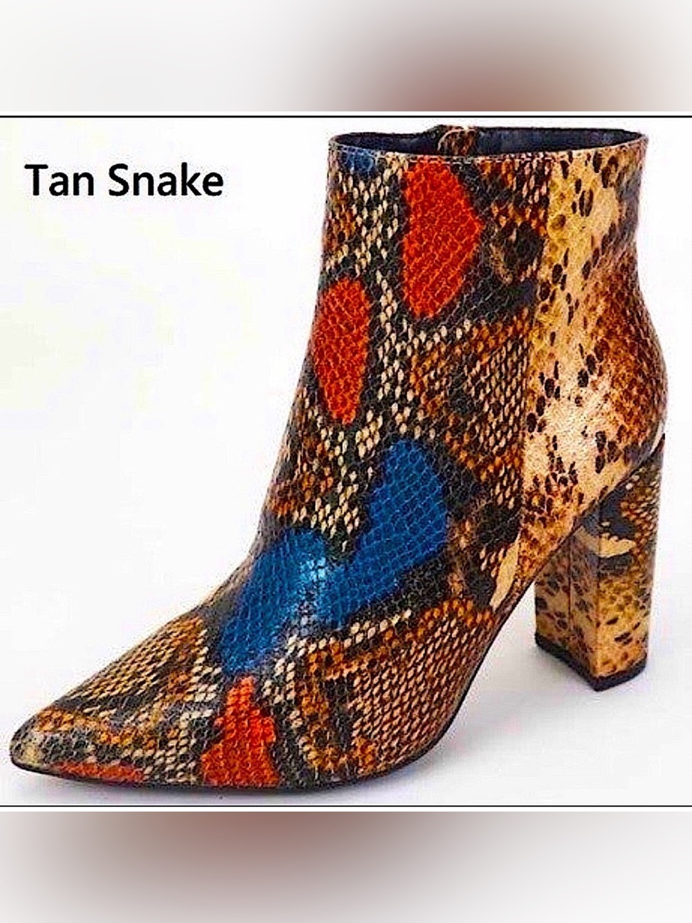🆕🤎BAMBOO: Faux Snake Skin Colorful Booties SIZE 9